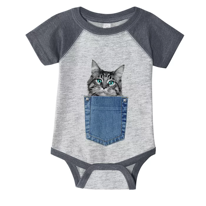 Maine Coon Lover Pocket Kitten Cute Maine Coon Cat Pocket Infant Baby Jersey Bodysuit