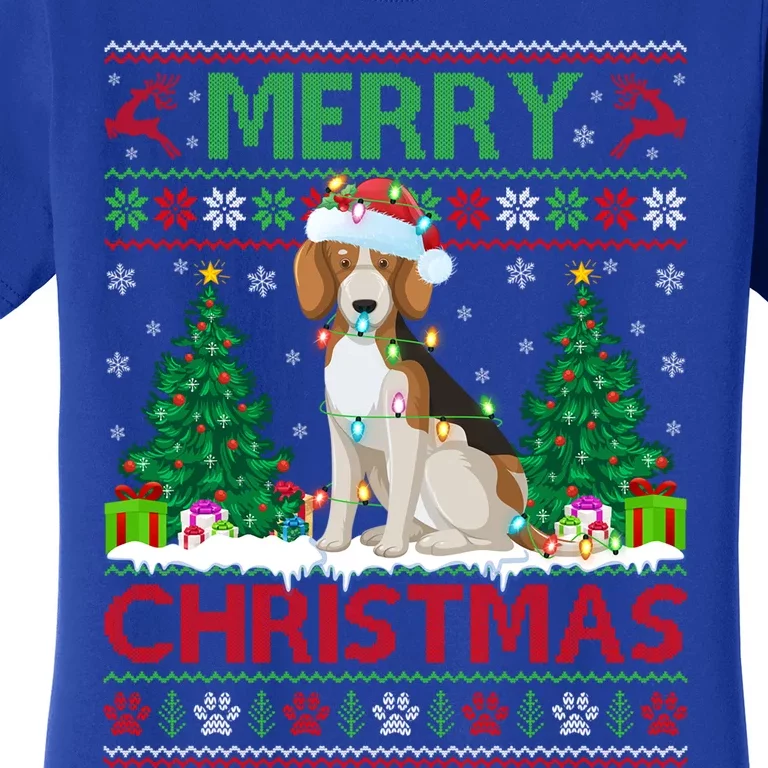 Merry Christmas Lighting Ugly Beagle Christmas Gift Women's T-Shirt