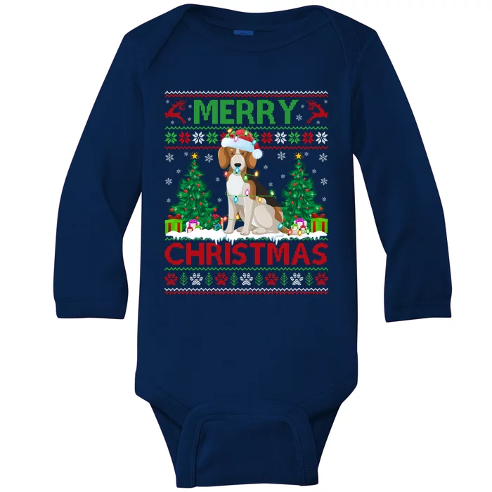 Merry Christmas Lighting Ugly Beagle Christmas Gift Baby Long Sleeve Bodysuit