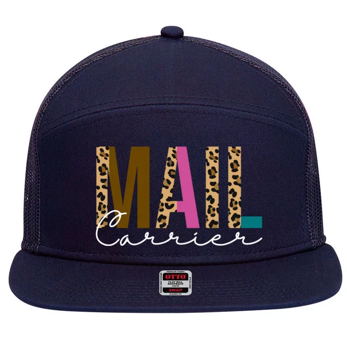 Mail Carrier Leopard Cute Gift 7 Panel Mesh Trucker Snapback Hat