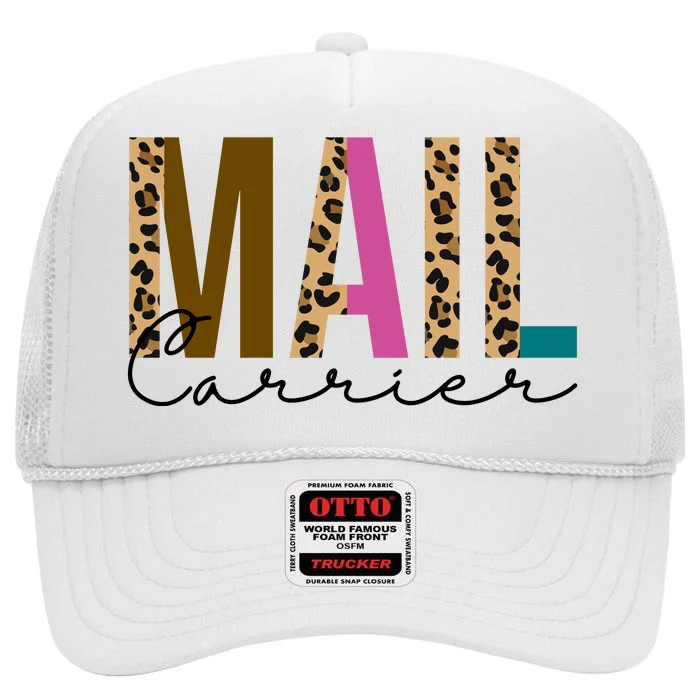 Mail Carrier Leopard Cute Gift High Crown Mesh Trucker Hat