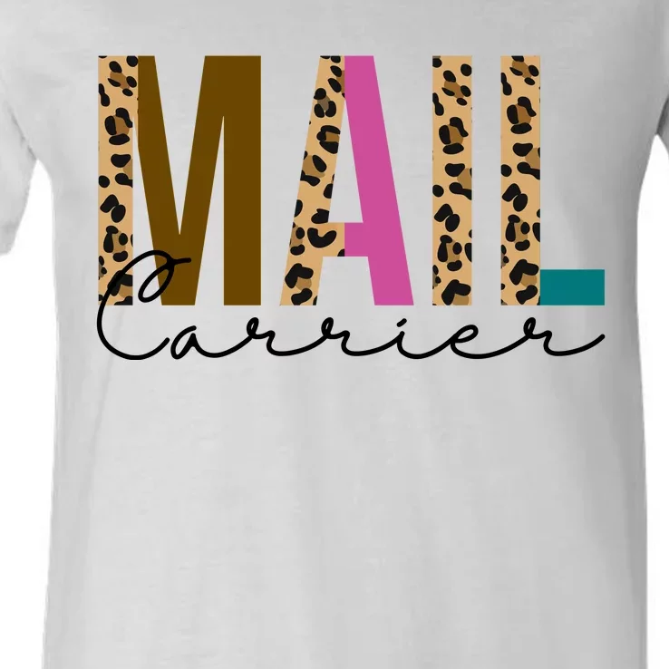 Mail Carrier Leopard Cute Gift V-Neck T-Shirt