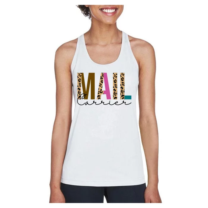 Mail Carrier Leopard Cute Gift Women's Racerback Tank