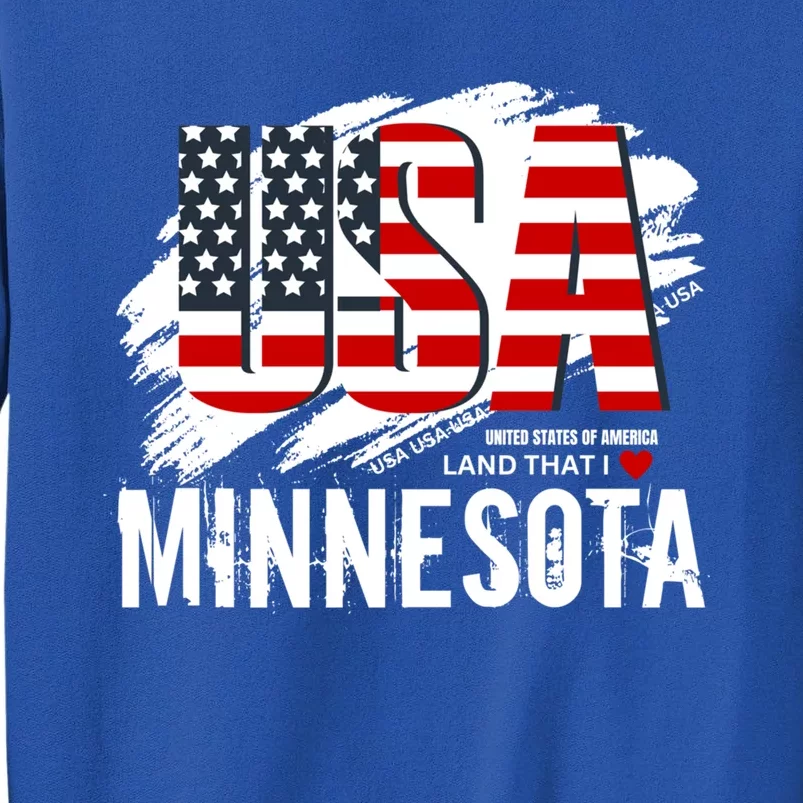 Mn Clothing Land That I Love Minnesota American Flag Usa Gift Sweatshirt