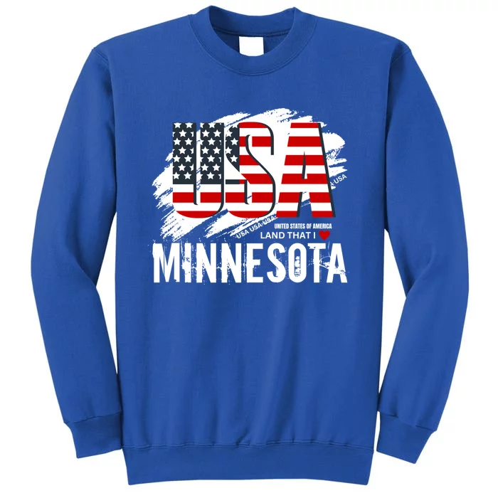 Mn Clothing Land That I Love Minnesota American Flag Usa Gift Sweatshirt