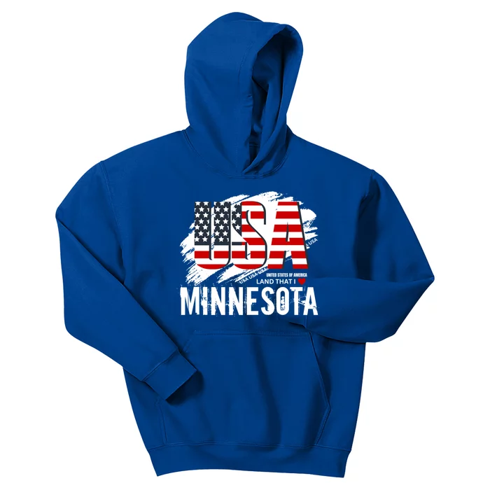 Mn Clothing Land That I Love Minnesota American Flag Usa Gift Kids Hoodie