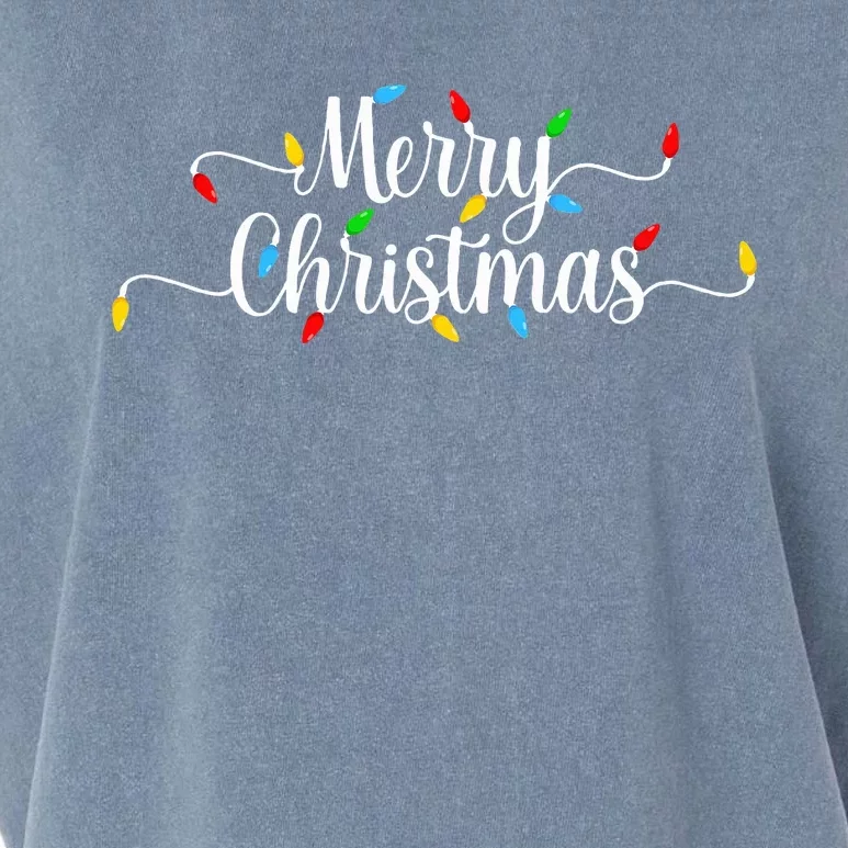 Merry Christmas Lights Xmas Garment-Dyed Women's Muscle Tee