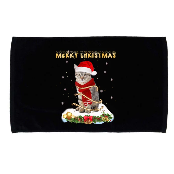 Merry Christmas Love Cat Cat Wearing A Santa Hat Meaningful Gift Microfiber Hand Towel