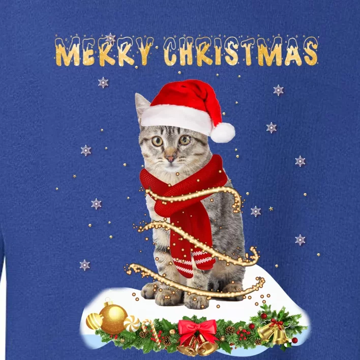 Merry Christmas Love Cat Cat Wearing A Santa Hat Meaningful Gift Toddler Sweatshirt