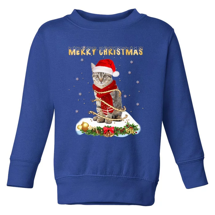 Merry Christmas Love Cat Cat Wearing A Santa Hat Meaningful Gift Toddler Sweatshirt