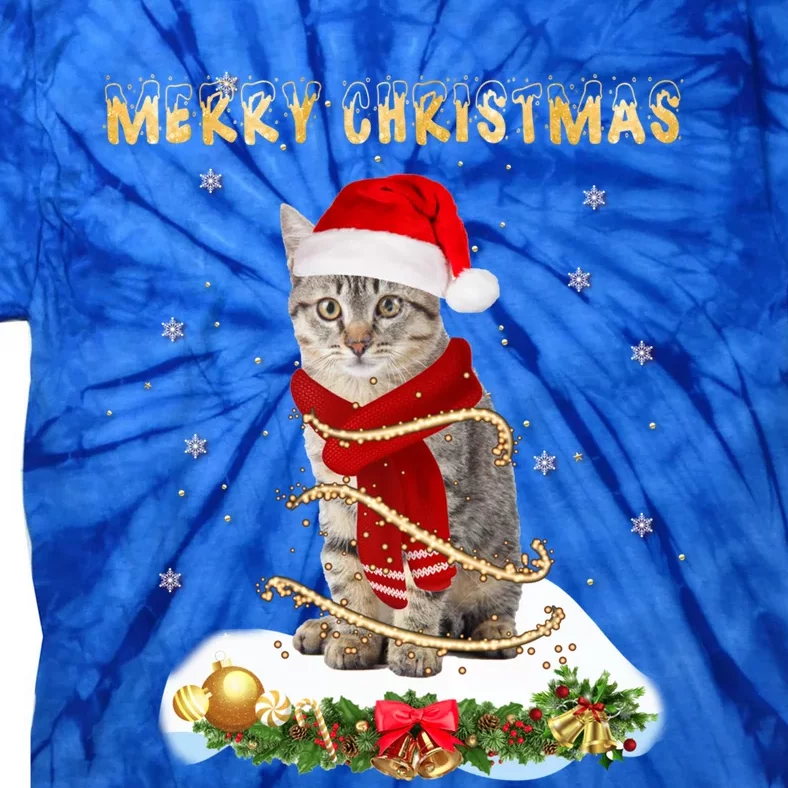 Merry Christmas Love Cat Cat Wearing A Santa Hat Meaningful Gift Tie-Dye T-Shirt