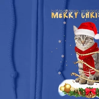 Merry Christmas Love Cat Cat Wearing A Santa Hat Meaningful Gift Full Zip Hoodie