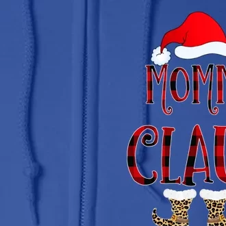 Mommy Claus Leopard Christmas Pajama Santa Gift For Mama Gift Full Zip Hoodie