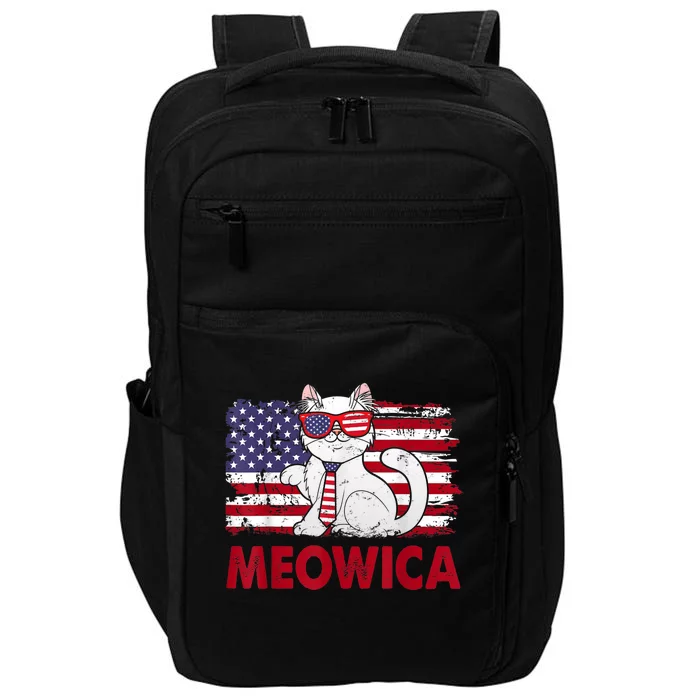 Meowica Cat Lover Usa Flag Independence Day 4th Of July Impact Tech Backpack