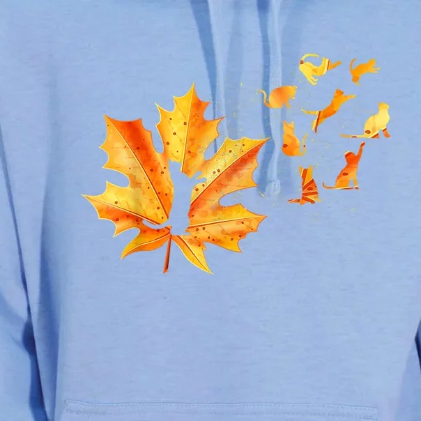 Maple Cat Leaf Fall Hello Autumn Funny Cat Kitten Lover Gift Unisex Surf Hoodie