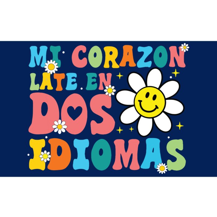 Mi Corazon Late En Dos Idiomas Bilingual Spanish Teacher Bumper Sticker