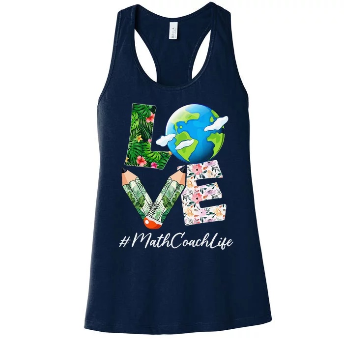 Math Coach Love World Earth Day Anniversary Save The Planet Women's Racerback Tank