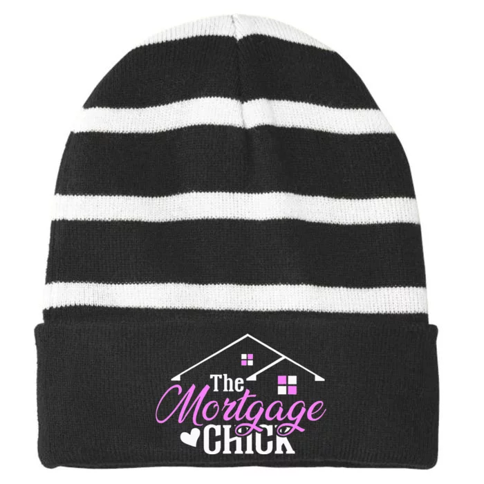 Mortgage Chick Loan Officer Striped Beanie with Solid Band