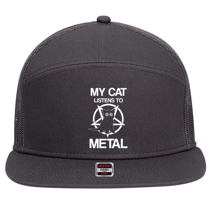 My Cat Listens To Metal 7 Panel Mesh Trucker Snapback Hat