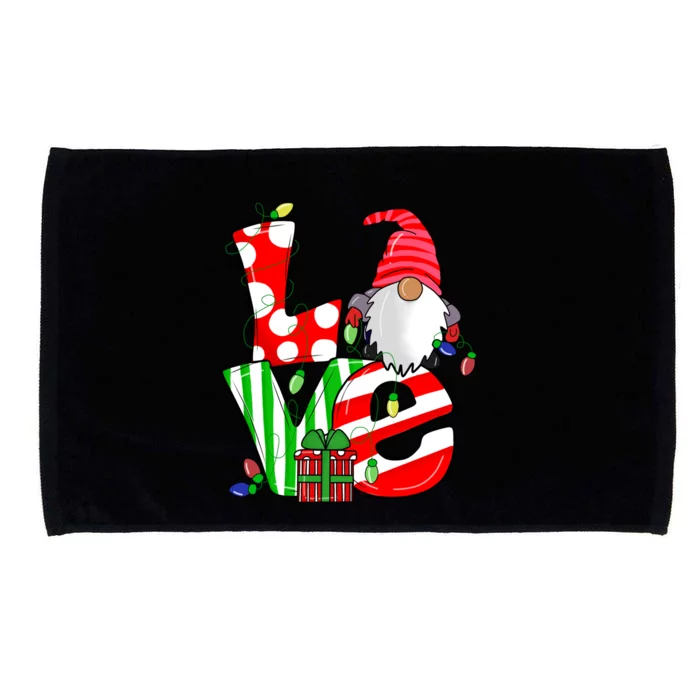 Merry Christmas Love Gnome Christmas Lights Xmas Funny Gift Microfiber Hand Towel