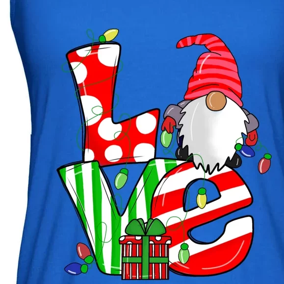 Merry Christmas Love Gnome Christmas Lights Xmas Funny Gift Ladies Essential Flowy Tank