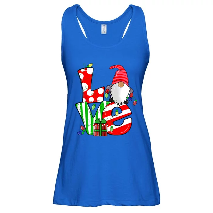 Merry Christmas Love Gnome Christmas Lights Xmas Funny Gift Ladies Essential Flowy Tank