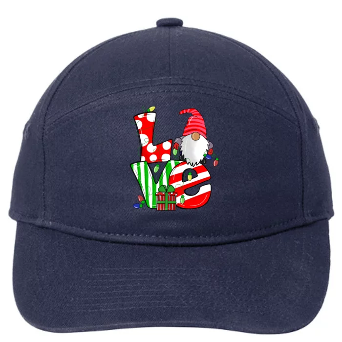 Merry Christmas Love Gnome Christmas Lights Xmas Funny Gift 7-Panel Snapback Hat