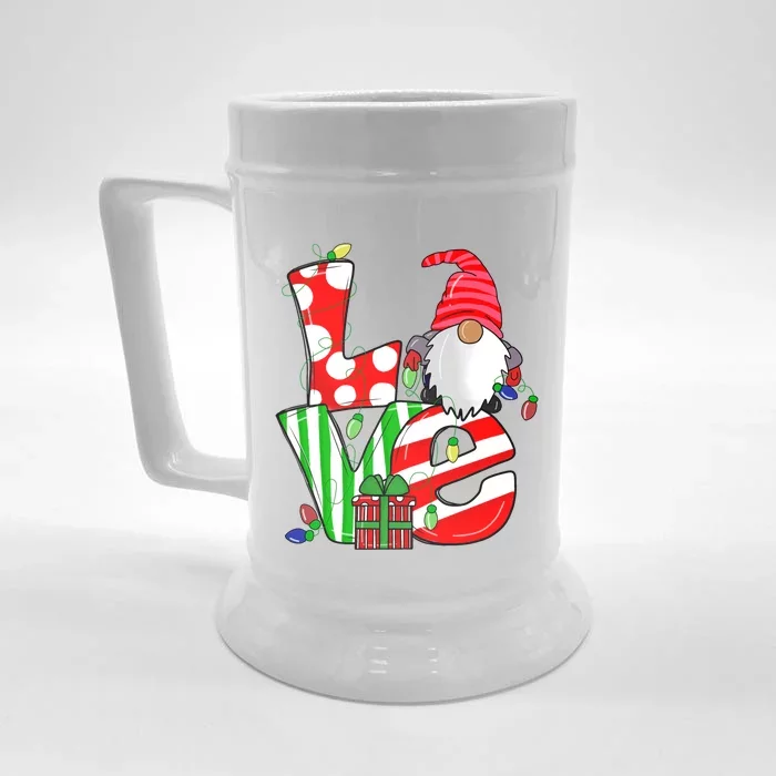 Merry Christmas Love Gnome Christmas Lights Xmas Funny Gift Front & Back Beer Stein