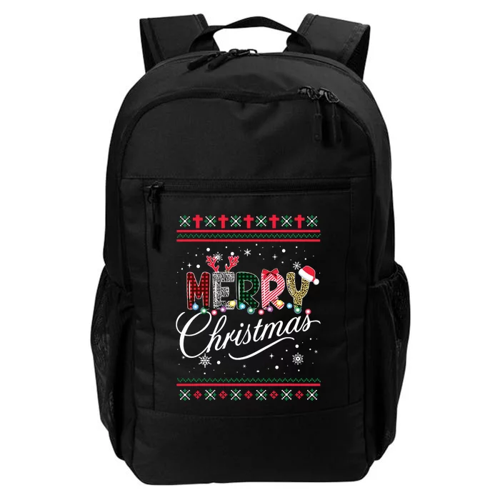 Merry Christmas Leopard Buffalo Red Plaid For Women Daily Commute Backpack