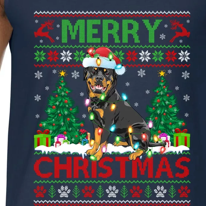 Merry Christmas Lighting Ugly Rottweiler Christmas Gift Comfort Colors® Tank Top