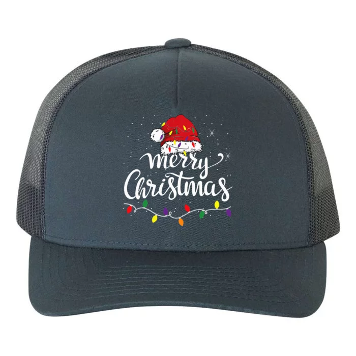 Merry Christmas Lights Red Santa Hat Xmas Family Yupoong Adult 5-Panel Trucker Hat