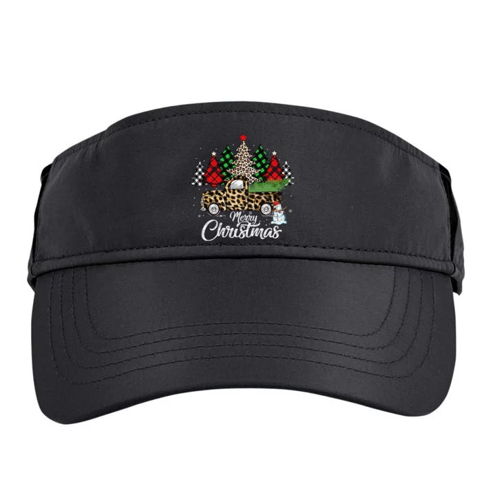 Merry Christmas Leopard Truck Buffalo Plaid Xmas Trees Party Adult Drive Performance Visor