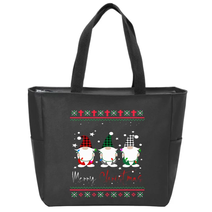 Merry Christmas Leopard Buffalo Red Plaid Zip Tote Bag