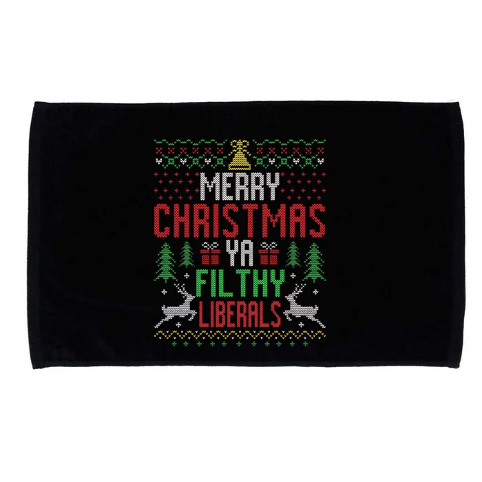 Merry Christmas Liberals Filthy Ya Funny Xmas AntiBiden Microfiber Hand Towel