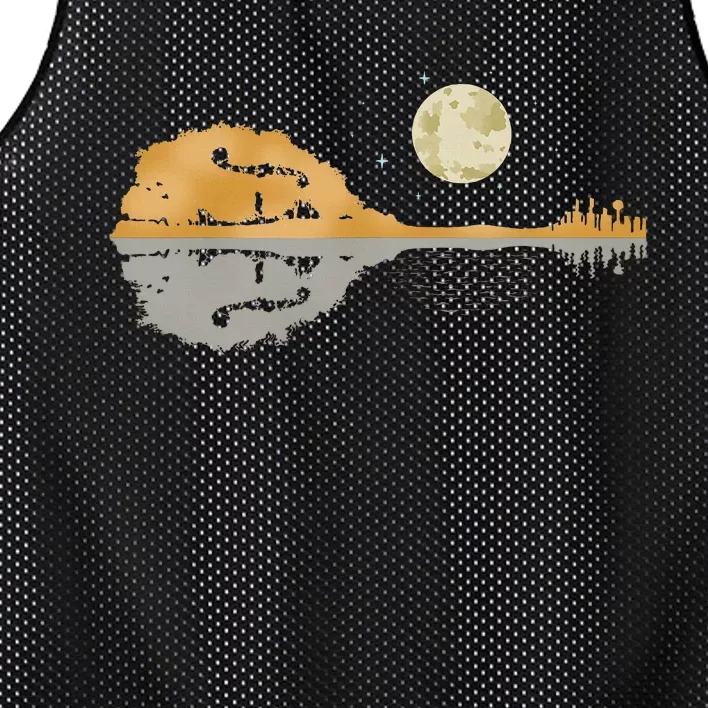 Mandolin Country Music Moon Bluegrass Mesh Reversible Basketball Jersey Tank