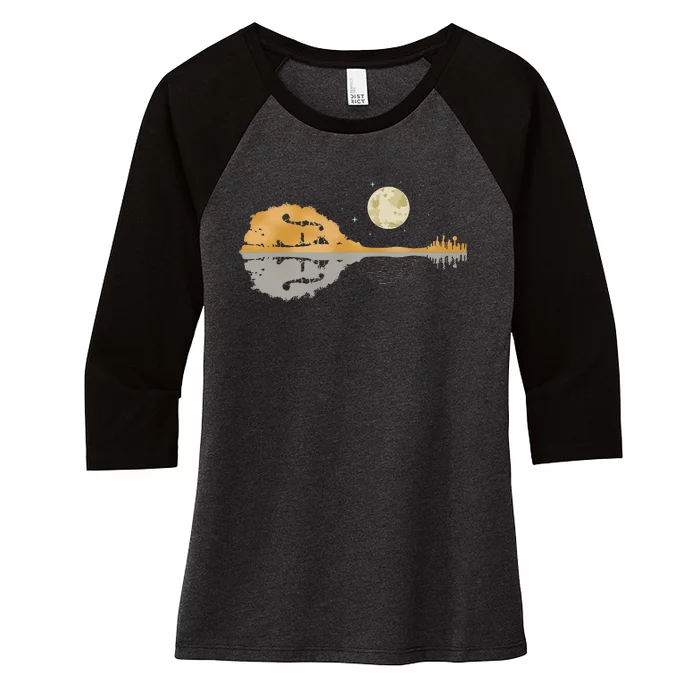 Mandolin Country Music Moon Bluegrass Women's Tri-Blend 3/4-Sleeve Raglan Shirt