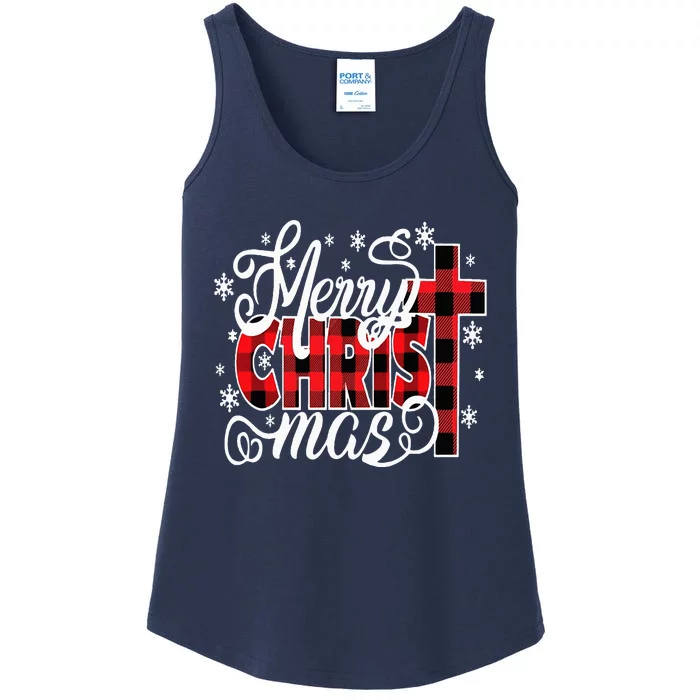 Merry Christ Mas Christian Jesus Christmas Pjs Xmas Pajamas Ladies Essential Tank