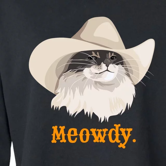 Meowdy Cat Meme Cropped Pullover Crew