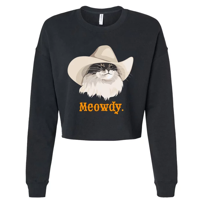 Meowdy Cat Meme Cropped Pullover Crew