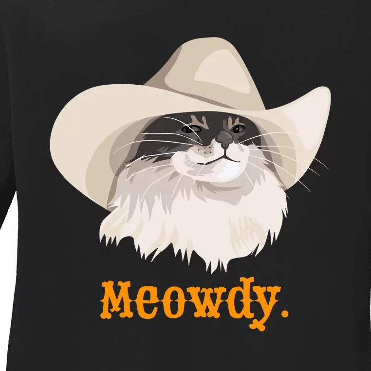 Meowdy Cat Meme Ladies Long Sleeve Shirt