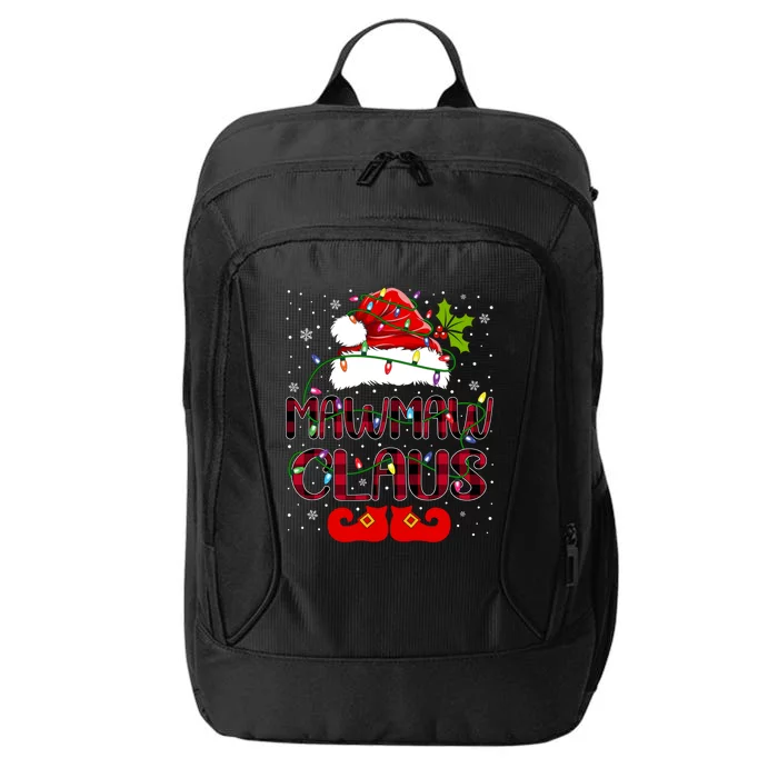 Mawmaw Claus Merry Christmas Buffalo Plaid Santa Hat Xmas Gift City Backpack