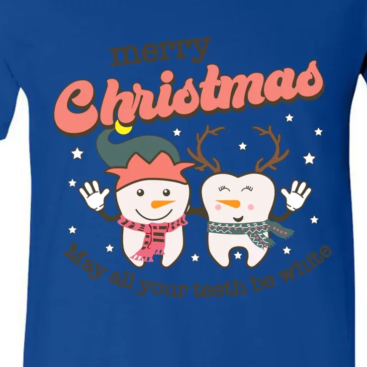 Merry Christmas May All Your Teeth Be White Dental Squad Great Gift V-Neck T-Shirt