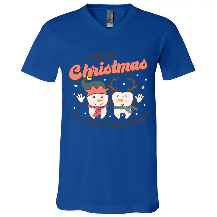 Merry Christmas May All Your Teeth Be White Dental Squad Great Gift V-Neck T-Shirt