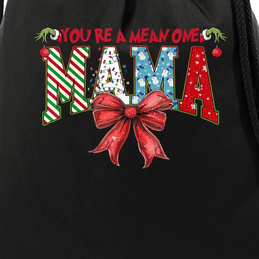 Merry Christmas Mama Coquette Bow Xmas Gift Drawstring Bag