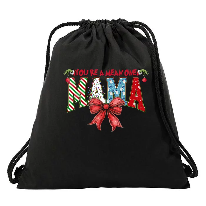 Merry Christmas Mama Coquette Bow Xmas Gift Drawstring Bag