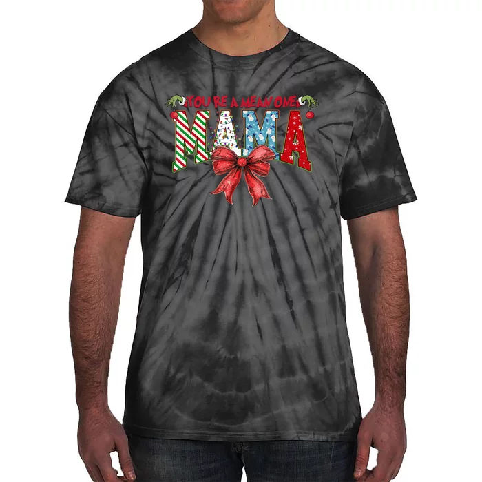 Merry Christmas Mama Coquette Bow Xmas Gift Tie-Dye T-Shirt