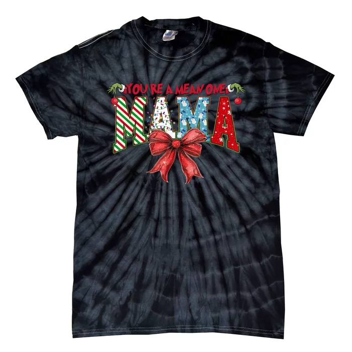 Merry Christmas Mama Coquette Bow Xmas Gift Tie-Dye T-Shirt