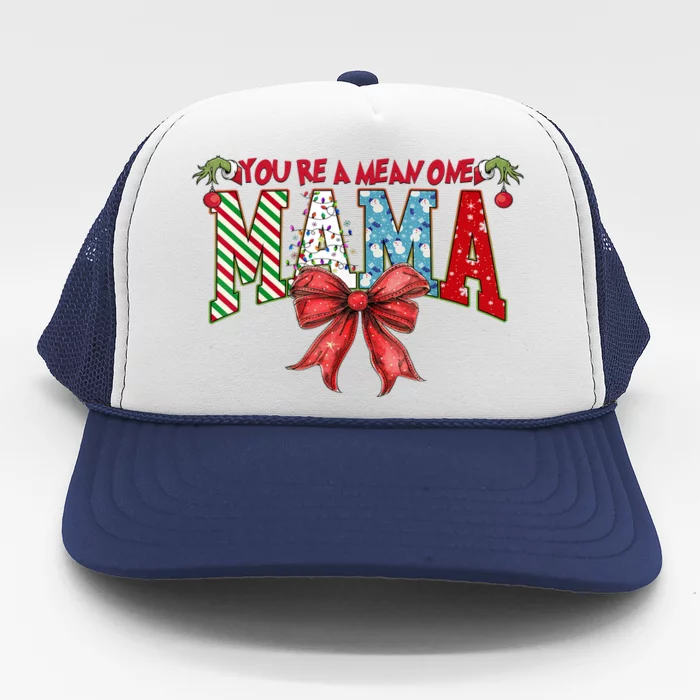 Merry Christmas Mama Coquette Bow Xmas Gift Trucker Hat