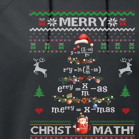 Merry Christmath Math Christmas Tree Ugly Sweater Teacher Performance Fleece Hoodie