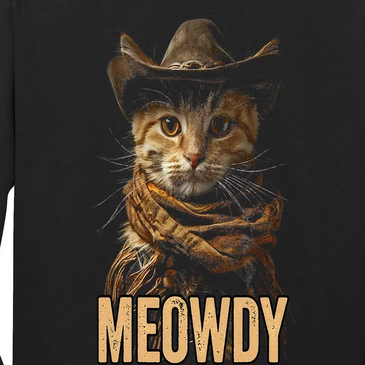 Meowdy Cat Meowdy Cowboy Cat Country Western Tall Long Sleeve T-Shirt